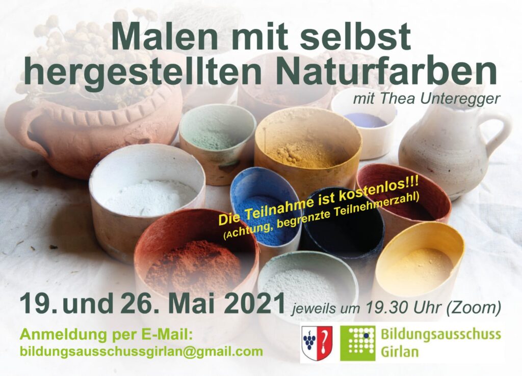 ai)Malen mit selbst hergestellten Naturfarben 19. und 26.05.21